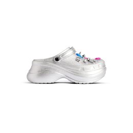 Balenciaga: Серебристые сабо 