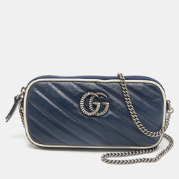 Gucci: Голубая сумка через плечо  GG Marmont