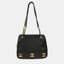 Chanel: Чёрная сумка-шоппер 