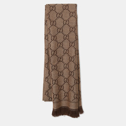 Gucci: Коричневый шарф  GG