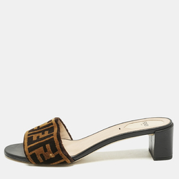 Fendi: Чёрные сандалии  Zucca