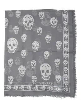 Alexander McQueen: Шарф  Skull с принтом