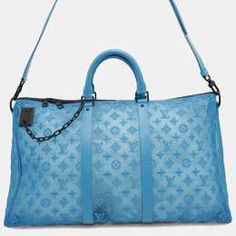 Louis Vuitton: Голубая сумка  Keepall 50