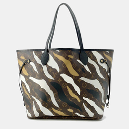 Louis Vuitton: Серебристая сумка-шоппер  Neverfull MM