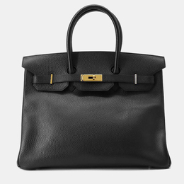 Hermes: Чёрная сумка-шоппер  Birkin 35