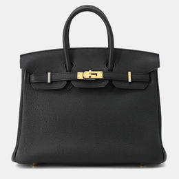 Hermes: Чёрная сумка-шоппер  Birkin 25