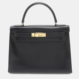 Hermes: Чёрная сумка  Kelly 28