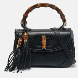 Gucci: Чёрная сумка  Bamboo