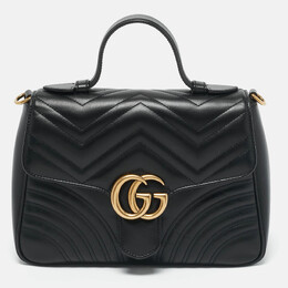 Gucci: Чёрная сумка  GG Marmont
