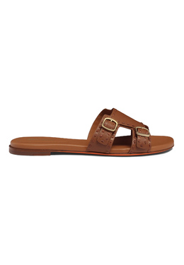 SANTONI: Коричневые шлёпанцы 