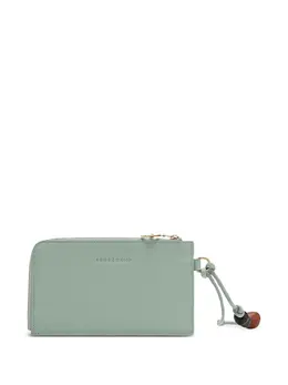 Longchamp: Зелёный клатч  Le Pliage