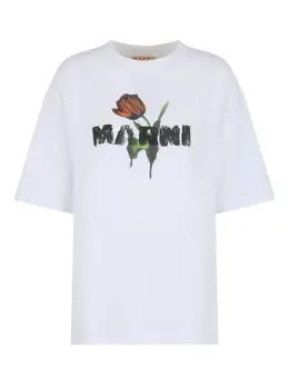 Marni: Футболка с цветочным принтом 