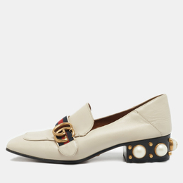 Gucci: Белые лоферы  Interlocking G Horsebit