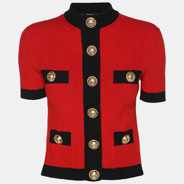 Balmain: Красный кардиган 