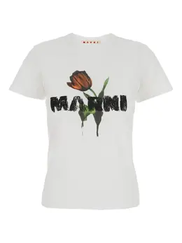 Marni: Футболка с растительным принтом 