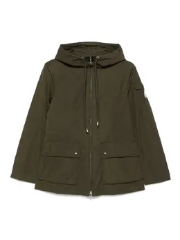 Moncler: Зелёный пуховик 