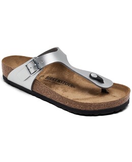 Birkenstock: Серебристые сандалии  Gizeh Birko Flor