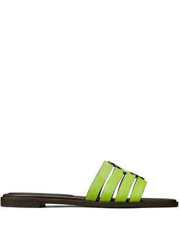 Tory Burch: Зелёные шлёпанцы  Ines