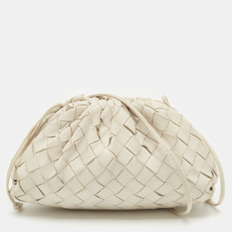 Bottega Veneta: Белая косметичка  Intrecciato