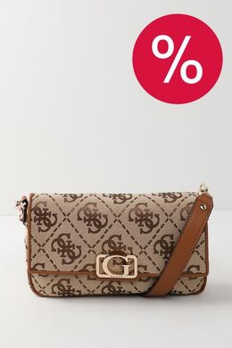 Guess: Бежевая сумка 