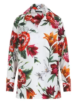 Dolce & Gabbana: Рубашка с растительным принтом 