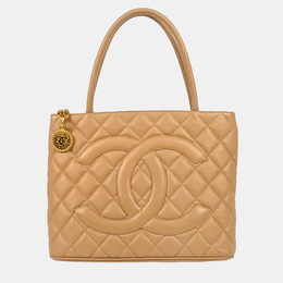 Chanel: Бежевая сумка-шоппер 