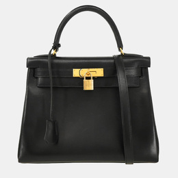 Hermes: Чёрная сумка  Kelly 28