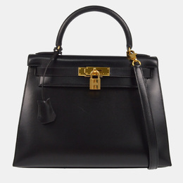 Hermes: Чёрная сумка  Kelly 28