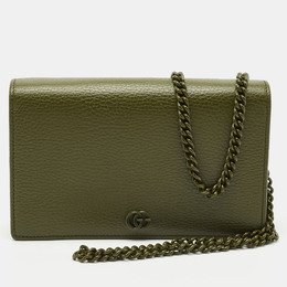 Gucci: Зелёный кошелёк  GG Marmont