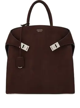 Ferragamo: Коричневая сумка-шоппер 