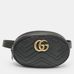 Gucci: Чёрная сумка  GG Marmont