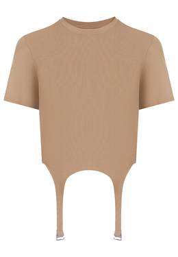 DION LEE: Бежевая футболка 