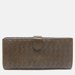 Bottega Veneta: Тёмный кошелёк  Intrecciato