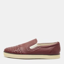 Bottega Veneta: Бордовые кроссовки  Intrecciato