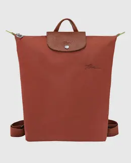 Longchamp: Коричневый рюкзак  Le Pliage
