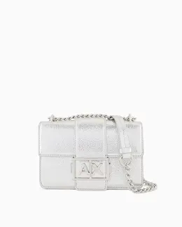 Armani Exchange: Серебристая сумка 
