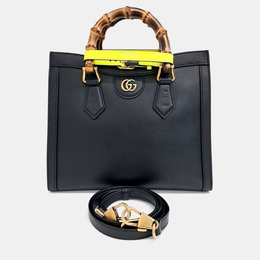 Gucci: Чёрная сумка  Bamboo