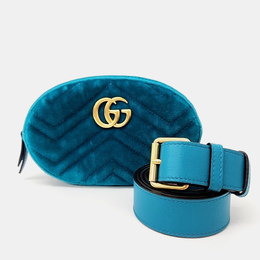 Gucci: Голубая сумка  GG Marmont
