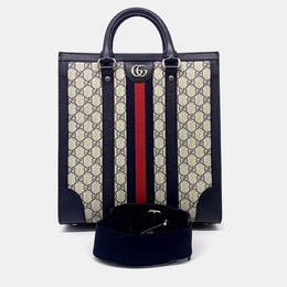 Gucci: Бежевая сумка-шоппер  Ophidia