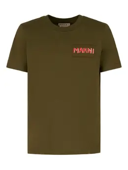Marni: Зелёная футболка 
