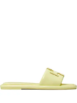 Tory Burch: Жёлтые сандалии  Double T