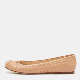 Bottega Veneta: Бежевые балетки  Intrecciato