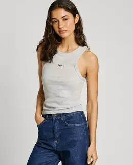 Pepe Jeans: Серый топ 