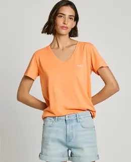 Pepe Jeans: Оранжевая футболка 