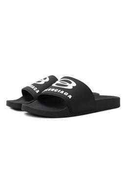 Balenciaga: Чёрные шлёпанцы 