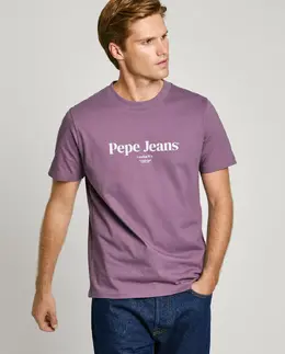 Pepe Jeans: Фиолетовая футболка 