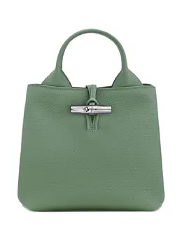 Longchamp: Зелёная сумка-шоппер  Roseau