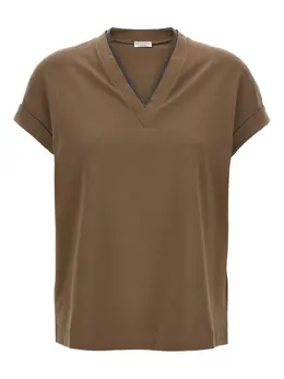 Brunello Cucinelli: Коричневая футболка 