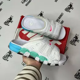 NIKE: Белые шлёпанцы  Air More Uptempo