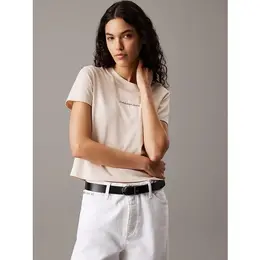 Calvin Klein Jeans: Бежевая футболка 